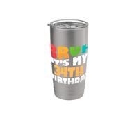Brush, c'est mon 34e anniversaire, célébration de mon trente-quatrième anniversaire Gobelet isotherme en acier inoxydable double paroi