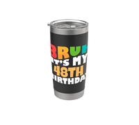 Brush, c'est mon 48e anniversaire, la célébration de mon quarante-huitième anniversaire Gobelet isotherme en acier inoxydable double paroi