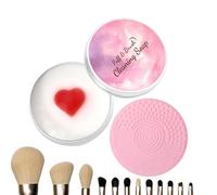 Brush Cleaning Soap - Makeup Brush Cleaner Set with Silicone Pad | Solid Cleanser for Sponge Blender Washing Home Travel Salon Vanity Daily Routine Cosmetic Tool Beauty Accessory Storage Use