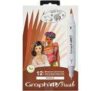 Brush Marker Set De 12 Marqueurs À Alcool Double Pointe Pour Dessin De Manga Et Illustration, Pointe Extra-Fine Et Pinceau - Set People