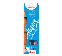 Brush Sign Pen Wallet, 4 pens, Orange, Pink, Sky Blue & Violet, (1 of each)