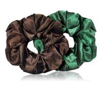 BrushArt Hair Large satin scrunchie set élastiques à cheveux Brown & Green