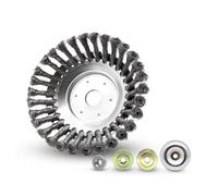 Brushcutter Brush Head,150 x 25.4 mm Round Weed Brush,Universal Wire Brush Head for Strimmer with 4 Accessories,for Gardens,Lawns