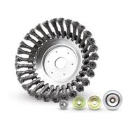 Brushcutter Brush Head,200 x 25.4 mm Round Weed Brush,Universal Wire Brush Head for Strimmer with 4 Accessories,for Gardens,Lawns