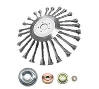 Brushcutter Brush Head,255 x 25.4 mm Round Weed Brush,Universal Wire Brush Head for Strimmer with 4 Accessories,for Gardens,Lawns