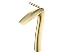 Brushed Gold Brass Bathroom Faucet Modern Ceramic Cartridge Basin Mixer Tap Hot&Cold Water Deck- Mounted Sink Fixtures(Brushed Gold,G3/8)