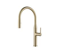 Brushed Gold Brass Pull Out Kitchen Faucet With Ceramic Cartridge Hot Cold Water Sink Tap(Brushed Gold 01,G3/8)
