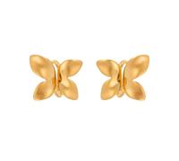 Brushed Gold Butterfly Earrings, Delicate Lightweight Minimalist Studs, Elegant Metal Jewelry for Women Daily Wear Gift