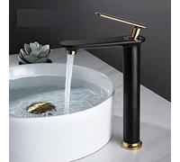 Brushed Gold Full Copper Hot and Cold Water Faucet Household Toilet Wash Basin Nordic Gold Basin Faucet, Black Gold High