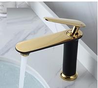 Brushed Gold Full Copper Hot and Cold Water Faucet Household Toilet Wash Basin Nordic Gold Basin Faucet, Black Gold Dwarf Model