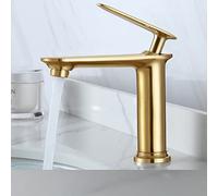Brushed Gold Full Copper Hot and Cold Water Faucet Household Toilet Wash Basin Nordic Gold Basin Faucet, Brushed Gold Dwarf