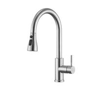 Brushed Nickel Kitchen Faucet Flexible Pull Out Nozzle Kitchen Sink Mixer Tap Stream Sprayer Head Deck Black Hot Cold Water Taps(Silvery C,G3/8)