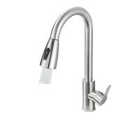 Brushed Nickel Kitchen Faucet Single Handle Hot And Cold Mixer Tap Stream Sprayer Chrome/Black Pull Out Faucet(Brushed Nickel A)
