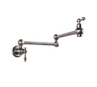 Brushed Nickel Wall-Mounted Kitchen Faucet Double Handle Pull-Down Brass Mixer Cold Water Tap Modern Design for Home & Commercial Use