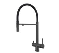 Brushed Stainless Steel 3 Way Swivel Kitchen Mixer Tap(Black)