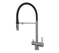 Brushed Stainless Steel 3 Way Swivel Kitchen Mixer Tap(Gris)