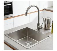 Brushed Stainless Steel Kitchen Sink, Single Bowl Deepened Silent Model, Suitable. Includes Overflow, Roll-up Drainer And Waste Assembly. Ideal For Kitchens, Laundry Rooms, Bars.(38cmx38cmx22cm)