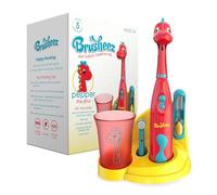 Brusheez Ensemble de brosses à dents électriques pour enfants - Sûr et efficace pour les enfants à partir de 3 ans - Testé et approuvé par les parents avec poils doux, 2 têtes de brosse, gobelet de