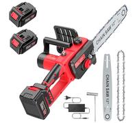 Brushless Mini Tronconneuse a Batterie 12 Pouces, 6000mAh Tronçonneuse Électrique Sans Fil Portable et 2 * 3000mAh Batteries,Lubrification Automatique pour la Coupe Du Bois, Les Branches D'arbres. (L)
