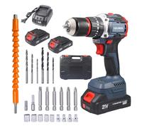 Brushless Perceuse Visseuse Percussion Sans Fil 21V, Perceuse Sans Fil Avec 2 Batteries 2000 Mah, Couple Max 55 Nm, Mandrin De Perçage 13 mm, 35+3 Réglages de Couple, 24 Accessoires