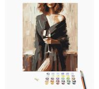 Brushme Kit Peinture DIY - Piquerie, 40x50 cm, Élégance Féminine avec Verre, Peinture Romantique et Féministe à Faire Soi-Même, Kit Complet pour Adultes