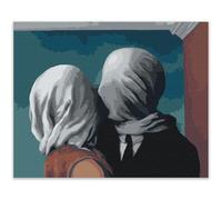 Brushme Peinture par numéros avec cadre René Magritte Amoureux Peinture DIY 40x50 Surréaliste Adulte Art Décoration Murale DIY