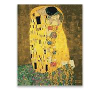 Brushme Peinture par numéros avec cadre - Reproduction artistique de Gustav Klimt Baiser 40 x 50 cm - Art mural classique à faire soi-même