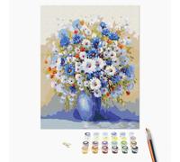 Brushme Peinture par Numéros - Kit DIY Bouquet de Fleurs Sauvages, 40x50 cm sans Cadre, Peinture Acrylique, Créez une Œuvre Florale Unique pour Décoration Murale