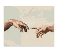 Brushme Peinture par numéros pour adultes inspirée de l'art religieux Création d'Adam Michel-Ange 40 x 50 cm avec cadre - Reproduction de fresques