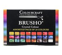 Brusho par Colourcraft - Lot de 24 Pots de Peinture Cristal colorée