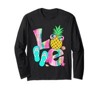 Brushstroke Love Summer Ananas et tongs Manche Longue