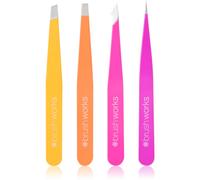 Brushworks HD 4 Piece Combination Tweezer Set - Brights