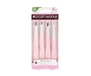 Brushworks HD 4 Piece Combination Tweezer Set Lot de pinces à épiler combinées White