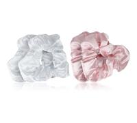 Brushworks Satin Scrunchies Pink & White élastiques à cheveux