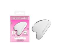 Brushworks Terahertz Gua Sha with Pouch - Terahertz Stone Facial Scraper, Skincare Massage Tool for Lifting, Sculpting & Glow, Rapid Cooling and Warming for Puffiness and Tension