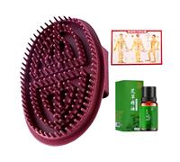 Brusque Meridian - Corps de brosse de massage | Corps peigne de pression méridienne avec de l'huile | Masseur musculaire de soins du cuir chevelu portable avec carte ponctuelle | Massageur musculaire