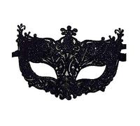 Brussels 08 Masque de bal masqué en plastique brillant pour femme - Masque de déguisement pour carnaval - Mardi - Noël - bal de fin d'année, Halloween, noir, M