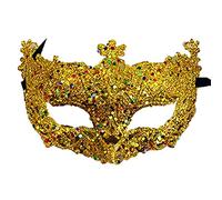 Brussels 08 Masque de bal masqué en plastique brillant pour femme - Masque pour les yeux - Demi-masque pour carnaval, Mardi de Noël, bal de fin d'année, Halloween, doré