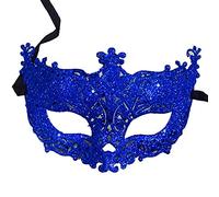 Brussels 08 Masque de mascarade en plastique brillant pour femme, idéal pour cosplay, carnaval, Mardi, Noël, bal de fin d'année, Halloween Bleu