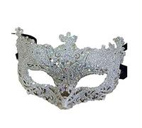 Brussels 08 Masque de Masquage Tendance en Plastique Brillant pour Femme pour Carnaval, Mardi, Noël, Bal de Fin d'Année, Halloween - Argenté