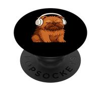 Brussels Griffon Chien Portant des écouteurs - Chien drôle Maman Papa PopSockets PopGrip Adhésif