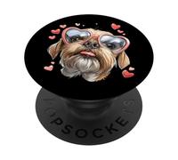 Brussels Griffon Dog Lunettes de Soleil Saint Valentin Coeur PopSockets PopGrip Adhésif
