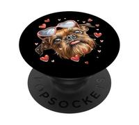 Brussels Griffon Dog Lunettes de Soleil Saint Valentin Coeur PopSockets PopGrip Adhésif