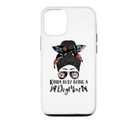 Brussels Griffon Kinda Busy Being A Dog Mom Funny Messy Bun Coque pour iPhone 12/12 Pro