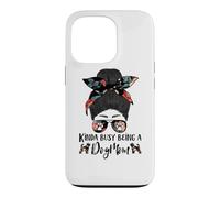 Brussels Griffon Kinda Busy Being A Dog Mom Funny Messy Bun Coque pour iPhone 13 Pro