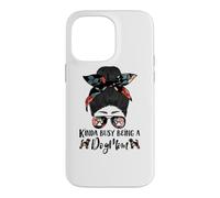 Brussels Griffon Kinda Busy Being A Dog Mom Funny Messy Bun Coque pour iPhone 14 Pro Max
