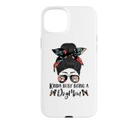 Brussels Griffon Kinda Busy Being A Dog Mom Funny Messy Bun Coque pour iPhone 15 Plus
