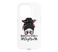Brussels Griffon Kinda Busy Being A Dog Mom Funny Messy Bun Coque pour iPhone 15 Pro