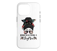 Brussels Griffon Kinda Busy Being A Dog Mom Funny Messy Bun Coque pour iPhone 16 Pro