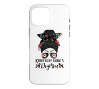 Brussels Griffon Kinda Busy Being A Dog Mom Funny Messy Bun Coque pour iPhone 16 Pro Max